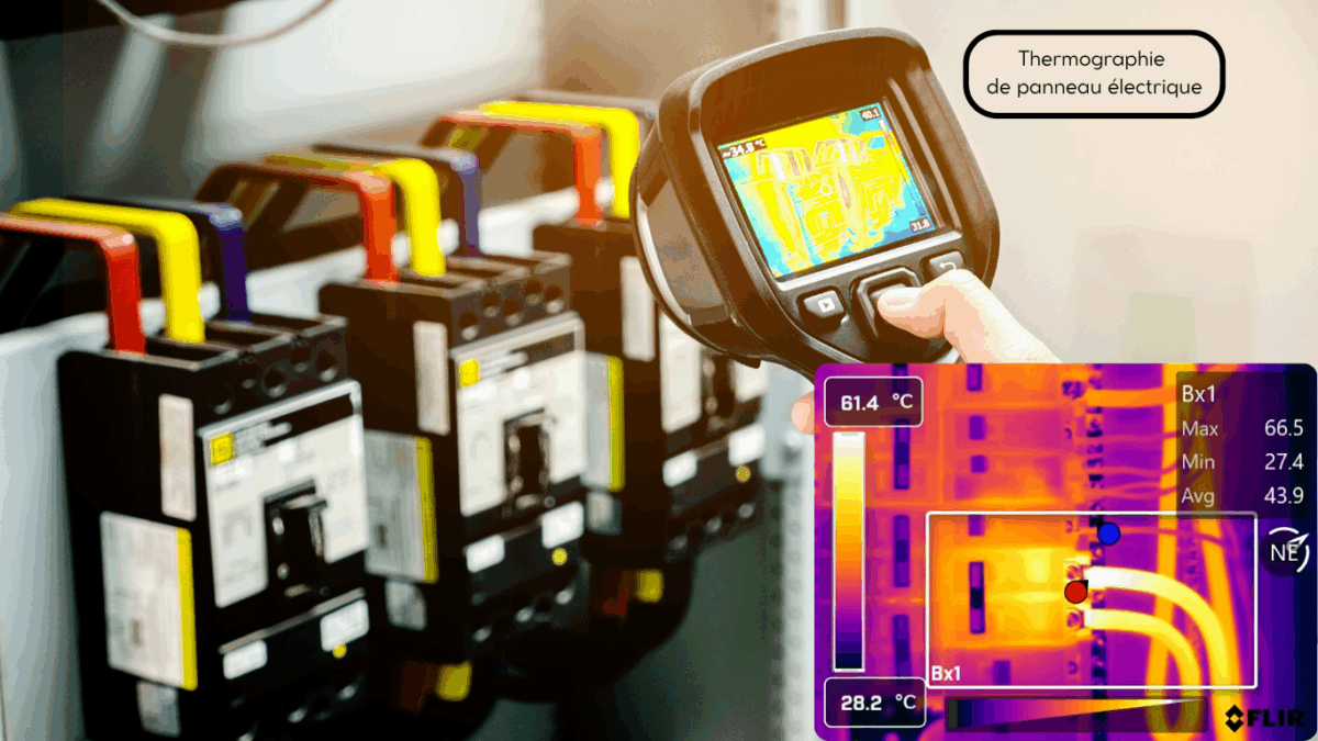 Thermographie infrarouge d’un panneau électrique pour détecter les surchauffes et assurer la sécurité d’un immeuble en copropriété